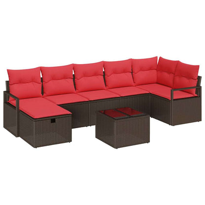 Set di divani con cuscino Marrone e Rosso polyrattan | homemem39