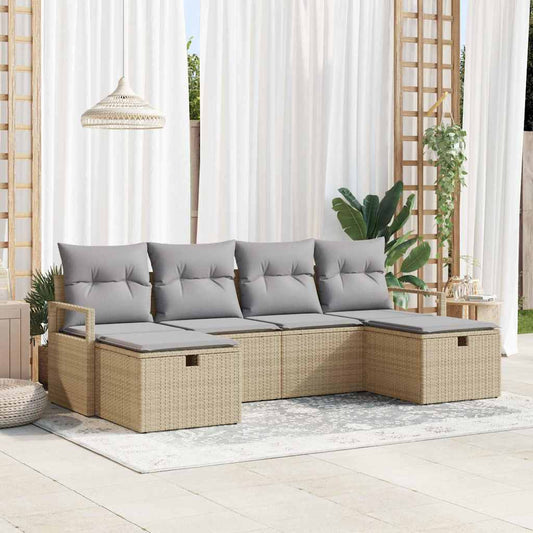 Set di divani 6 pz 6-Numero di posti Beige e Grigio Chiaro | homemem39