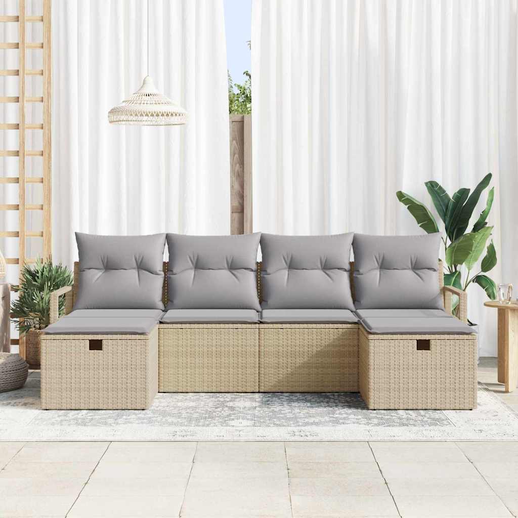 Set di divani 6 pz 6-Numero di posti Beige e Grigio Chiaro | homemem39