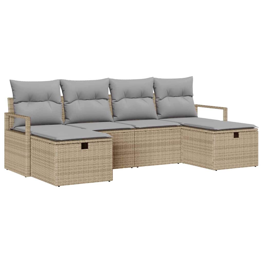 Set di divani 6 pz 6-Numero di posti Beige e Grigio Chiaro | homemem39
