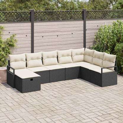 Set di divani con cuscino 8 pcs Nero e Crema polyrattan | homemem39
