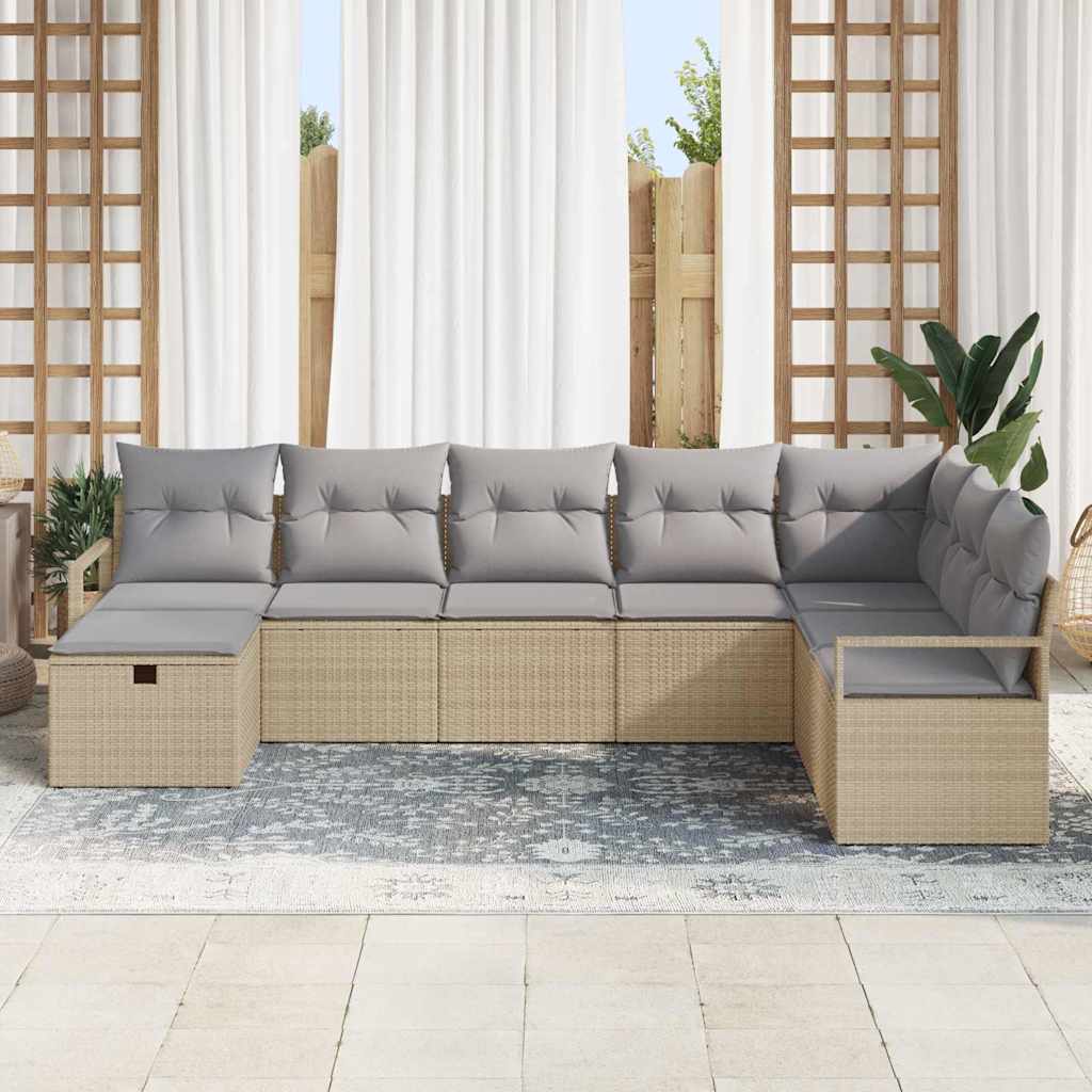 Set di divani 8 pz 8-Numero di posti Beige e Grigio Chiaro | homemem39