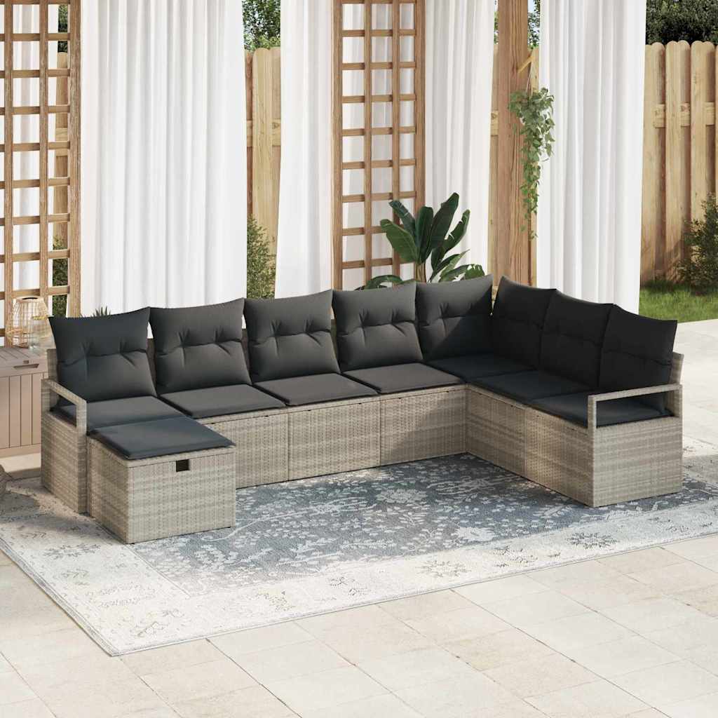 Set di divani con cuscino Grigio chiaro polyrattan | homemem39