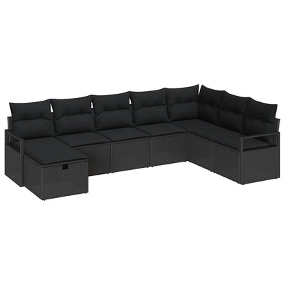 Set di divani con cuscino 8 pcs Nero polyrattan | homemem39
