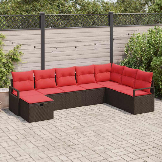 Set di divani con cuscino 8 pcs Marrone polyrattan | homemem39