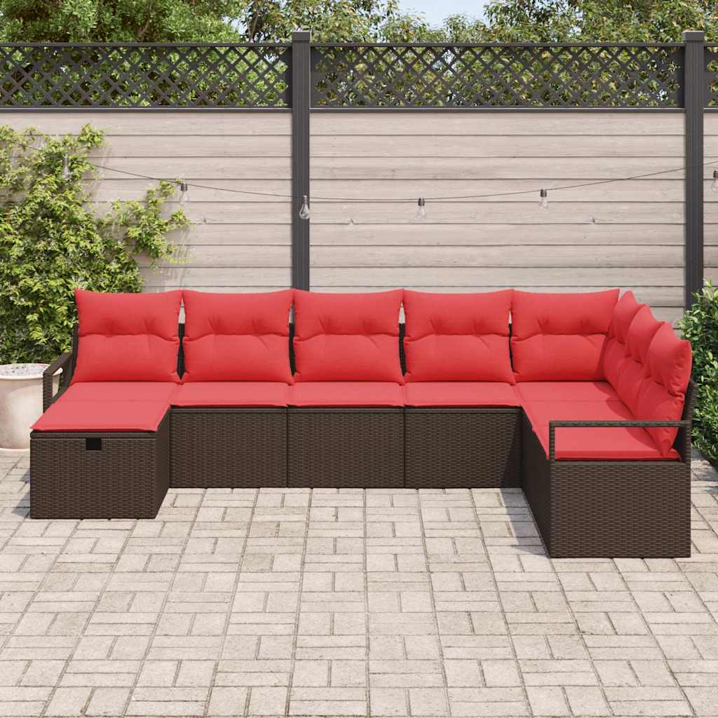 Set di divani con cuscino 8 pcs Marrone polyrattan | homemem39