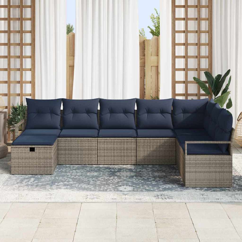 Set di divani con cuscino 8 pcs Grigio polyrattan