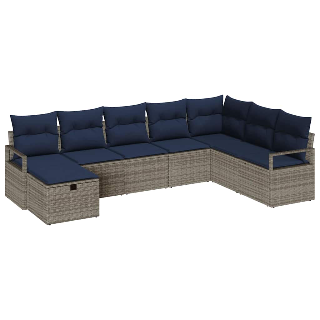 Set di divani con cuscino 8 pcs Grigio polyrattan | homemem39