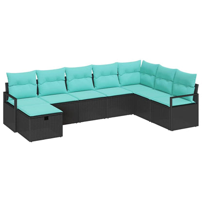 Set di divani con cuscino 8 pcs Nero polyrattan
