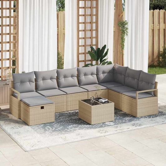 Set di divani con cuscino Beige e Grigio Chiaro polyrattan