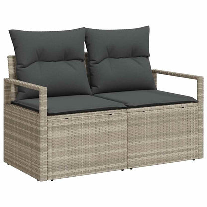 Set di divani 9 pz 8-Numero di posti Grigio chiaro polyrattan