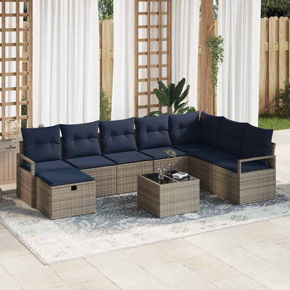 Set di divani con cuscino 9 pcs Grigio polyrattan