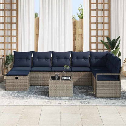 Set di divani con cuscino 9 pcs Grigio polyrattan