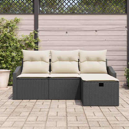 Set di divani con cuscino 4 pcs Nero polyrattan - homemem39