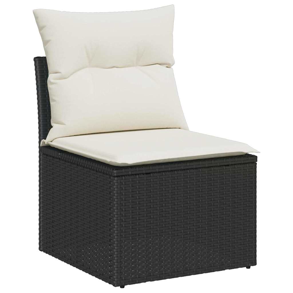 Set di divani con cuscino 4 pcs Nero polyrattan - homemem39