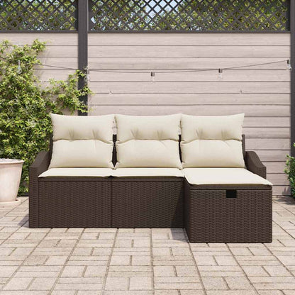 Set di divani con cuscino 4 pcs Marrone polyrattan - homemem39