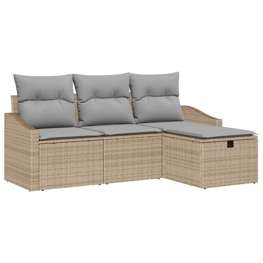 Set di divani con cuscino 4 pcs Beige polyrattan - homemem39