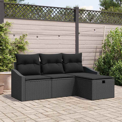 Set di divani 4 pz Nero polyrattan | homemem39