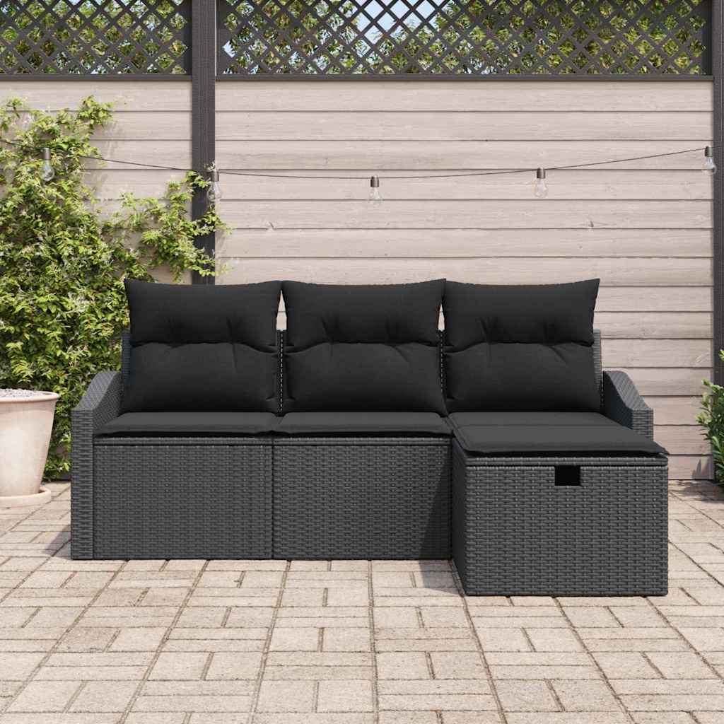 Set di divani 4 pz Nero polyrattan | homemem39