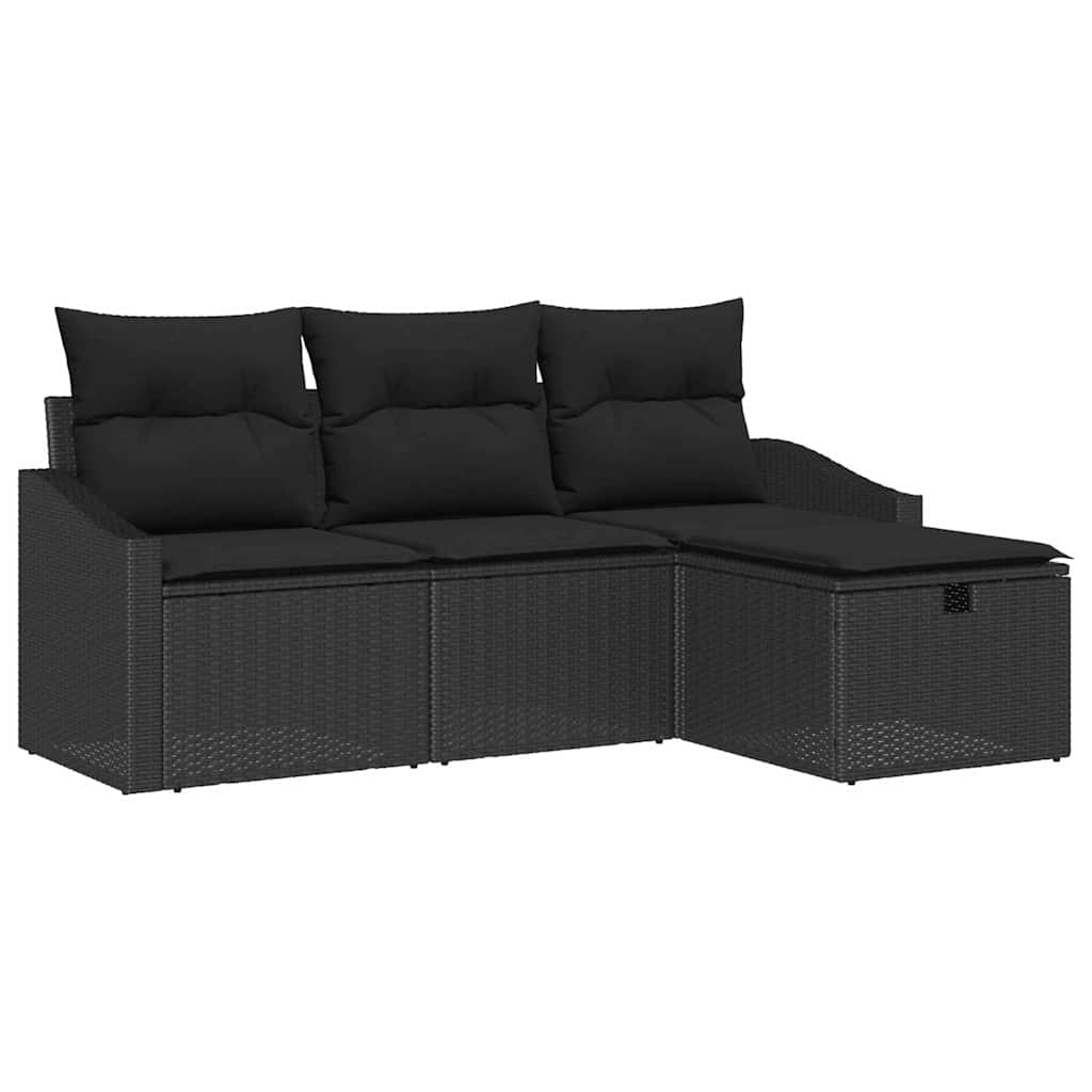 Set di divani 4 pz Nero polyrattan | homemem39