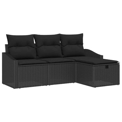 Set di divani 4 pz Nero polyrattan | homemem39
