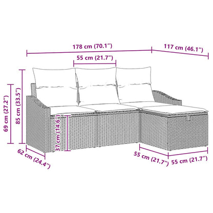 Set di divani 4 pz Nero polyrattan | homemem39