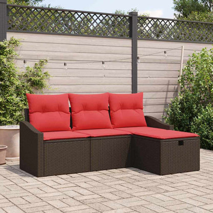 Set di divani 4 pz Marrone Poly Rattan | homemem39