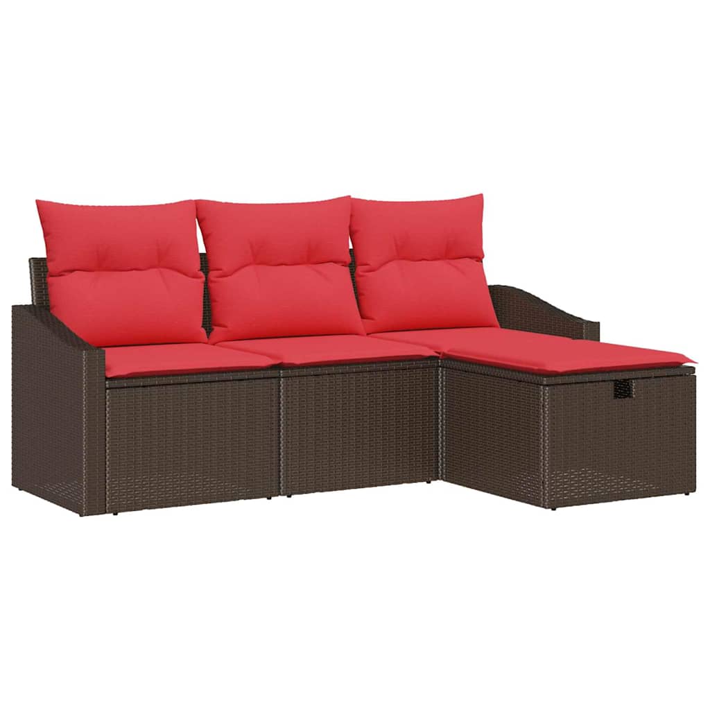 Set di divani 4 pz Marrone Poly Rattan | homemem39