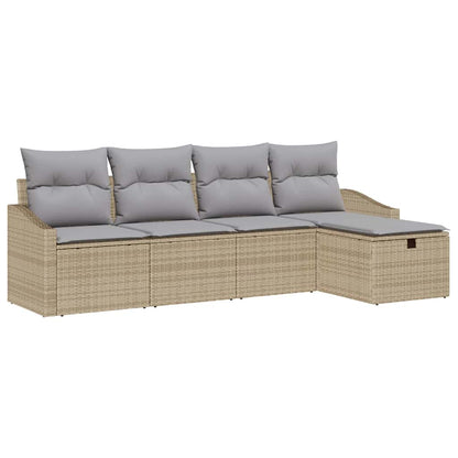 Set di divani con cuscino con archiviazione Beige polyrattan
