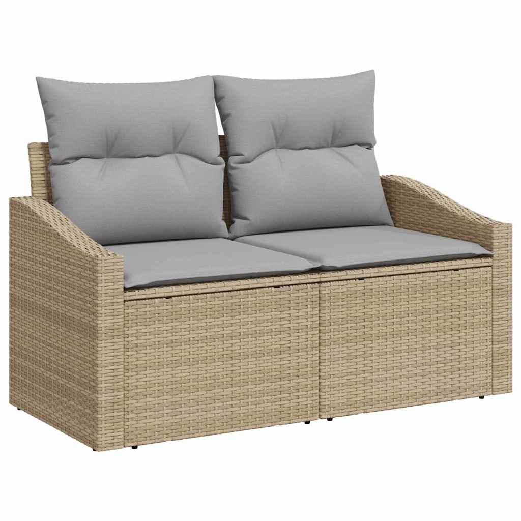 Set di divani con cuscino con archiviazione Beige polyrattan