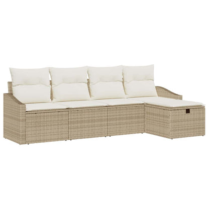 Set di divani con cuscino 5 pcs Beige polyrattan - homemem39