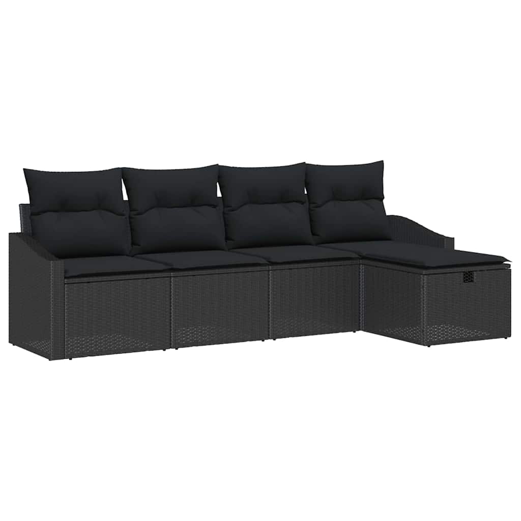 Set di divani 5 pz Nero polyrattan | homemem39