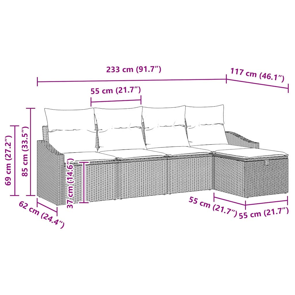 Set di divani 5 pz Nero polyrattan | homemem39