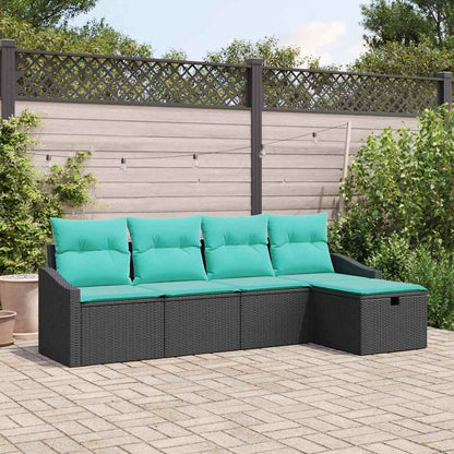 Set di divani con cuscino con archiviazione Nero polyrattan | homemem39