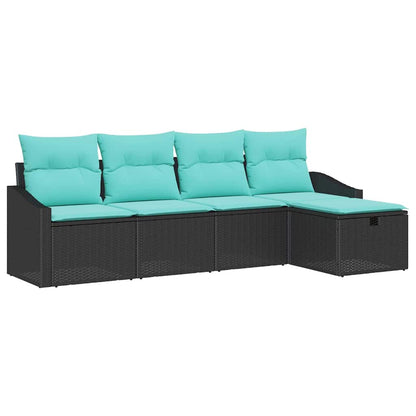 Set di divani con cuscino con archiviazione Nero polyrattan | homemem39