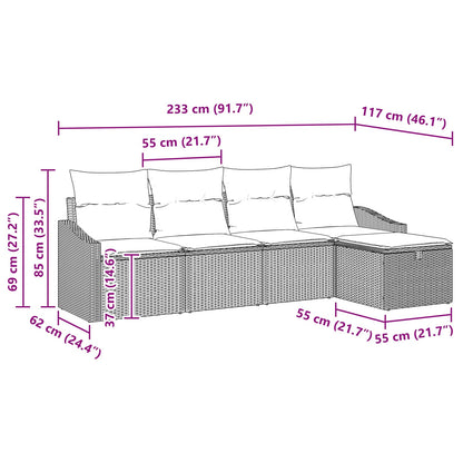 Set di divani con cuscino con archiviazione Nero polyrattan | homemem39