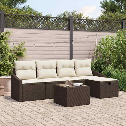 Set Divano da Giardino con cuscino 6 pcs Marrone Poly Rattan - homemem39