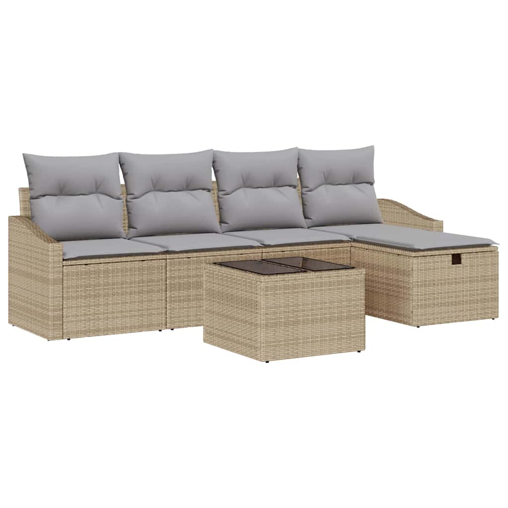 Set di divani con cuscino con archiviazione Beige polyrattan - homemem39