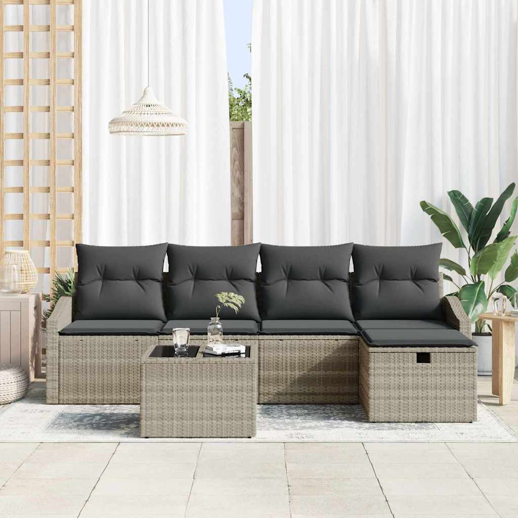 Set di divani con cuscino Grigio chiaro polyrattan - homemem39