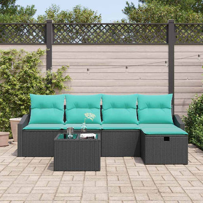 Set di divani con cuscino 6 pcs Nero polyrattan | homemem39