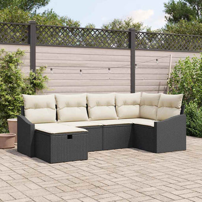 Set di divani con cuscino 6 pcs Nero e Crema polyrattan - homemem39
