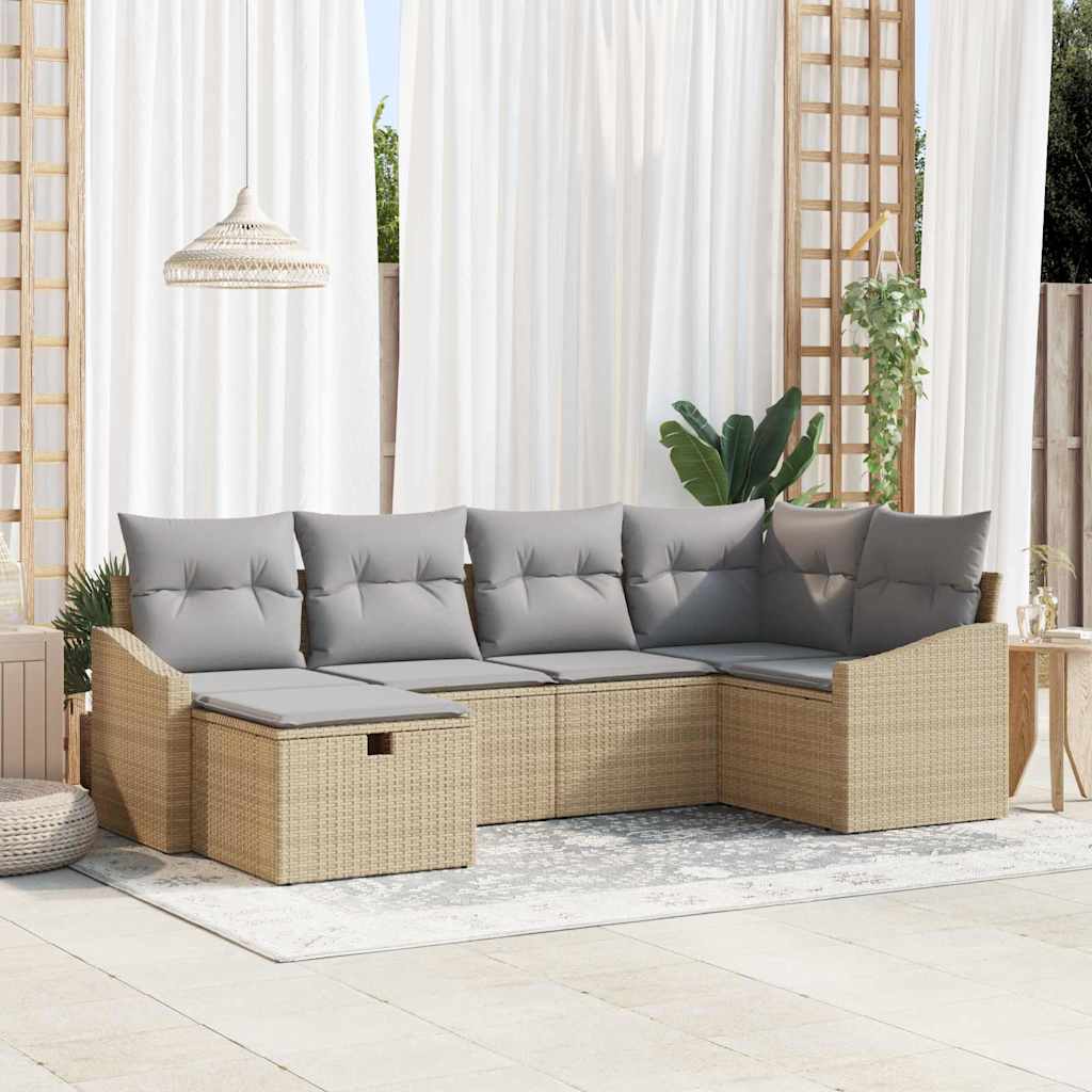 Set di divani 6 pcs Beige e Grigio Chiaro polyrattan - homemem39