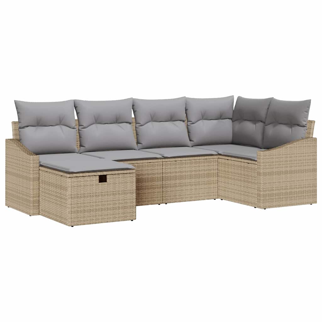 Set di divani 6 pcs Beige e Grigio Chiaro polyrattan - homemem39