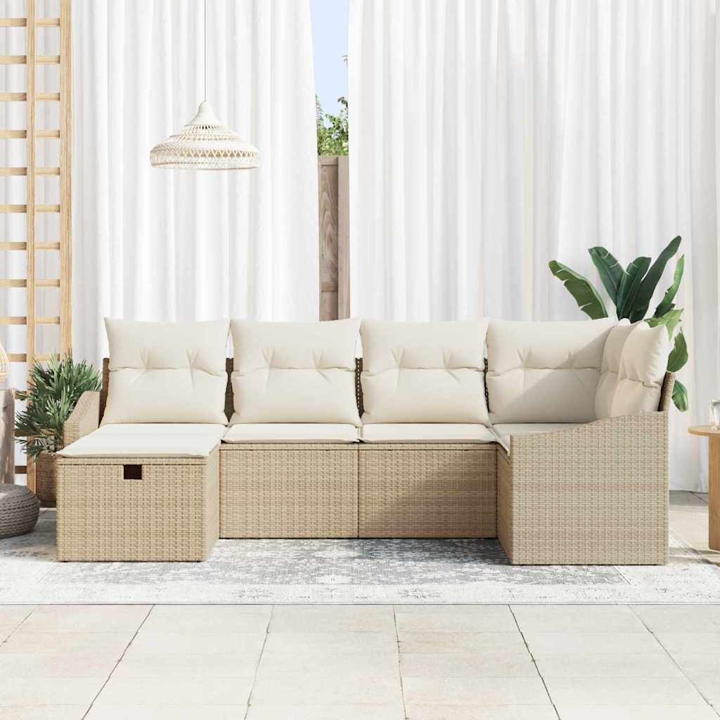Set di divani con cuscino Beige e Crema polyrattan - homemem39