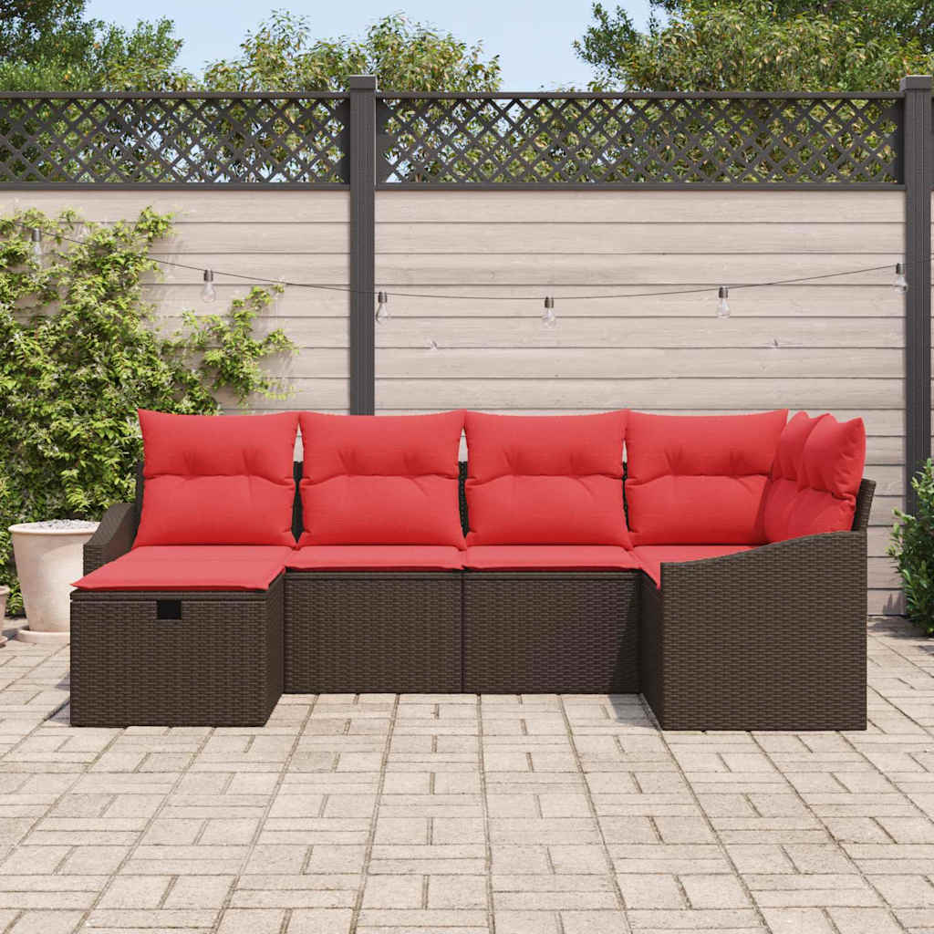 Set di divani 6 pz Marrone polyrattan | homemem39