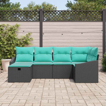 Set di divani con cuscino 6 pcs Nero polyrattan | homemem39