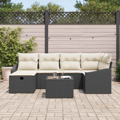 Set di divani con cuscino Nero e Crema polyrattan - homemem39