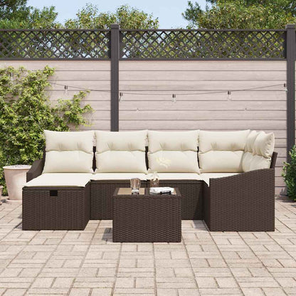 Set di divani con cuscino 7 pcs Marrone e Crema polyrattan - homemem39