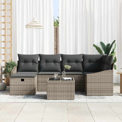 Set di divani con cuscino con archiviazione Grigio polyrattan