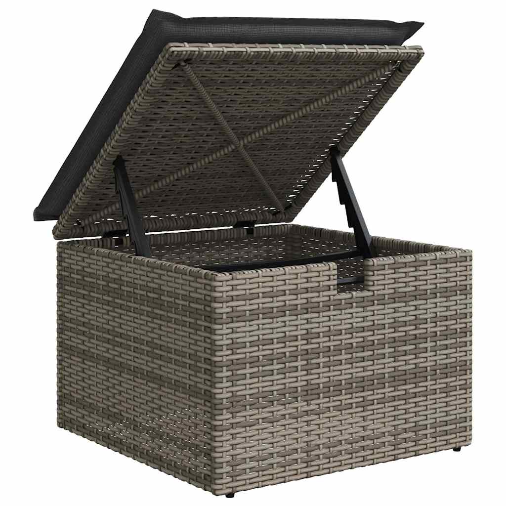 Set di divani con cuscino con archiviazione Grigio polyrattan